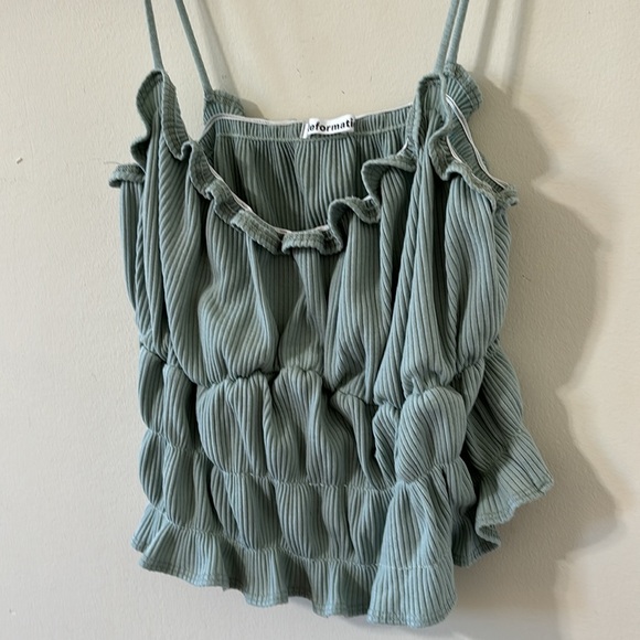 Reformation Irene Celadon Ruched Cropped Tank Top Size Medium - Picture 4 of 7